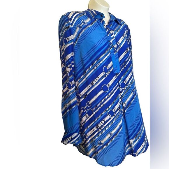 Tyler Boe 100% Silk Chain Print Tina Blouse - Picture 3 of 11